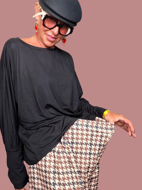 Pantalone Wide Leg Pied de Poule Pop