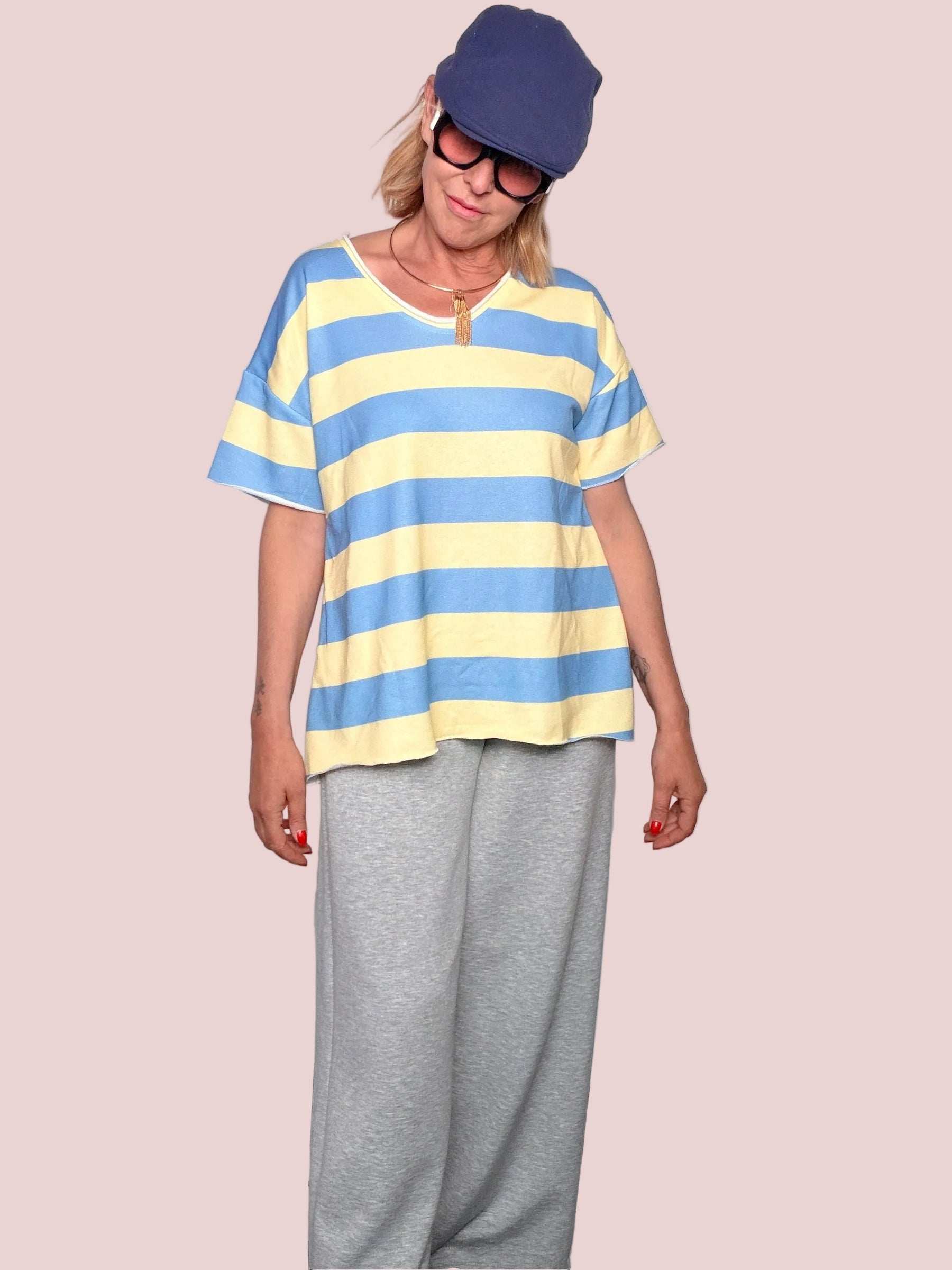 Pantalone Wide Leg in Felpa – Grigio Melange