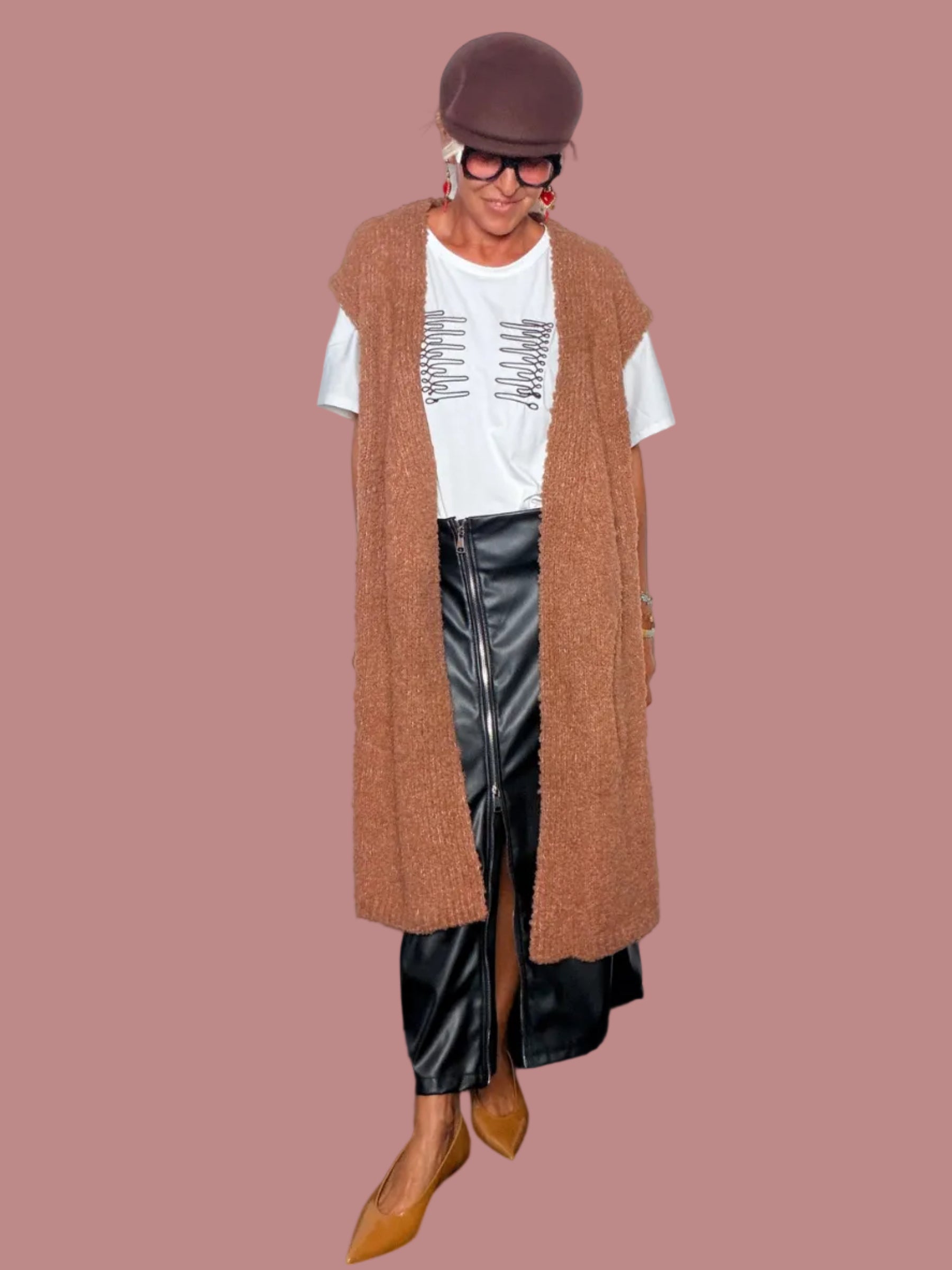 Cardigan Maxi Senza Maniche