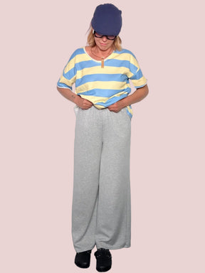 Pantalone Wide Leg in Felpa – Grigio Melange