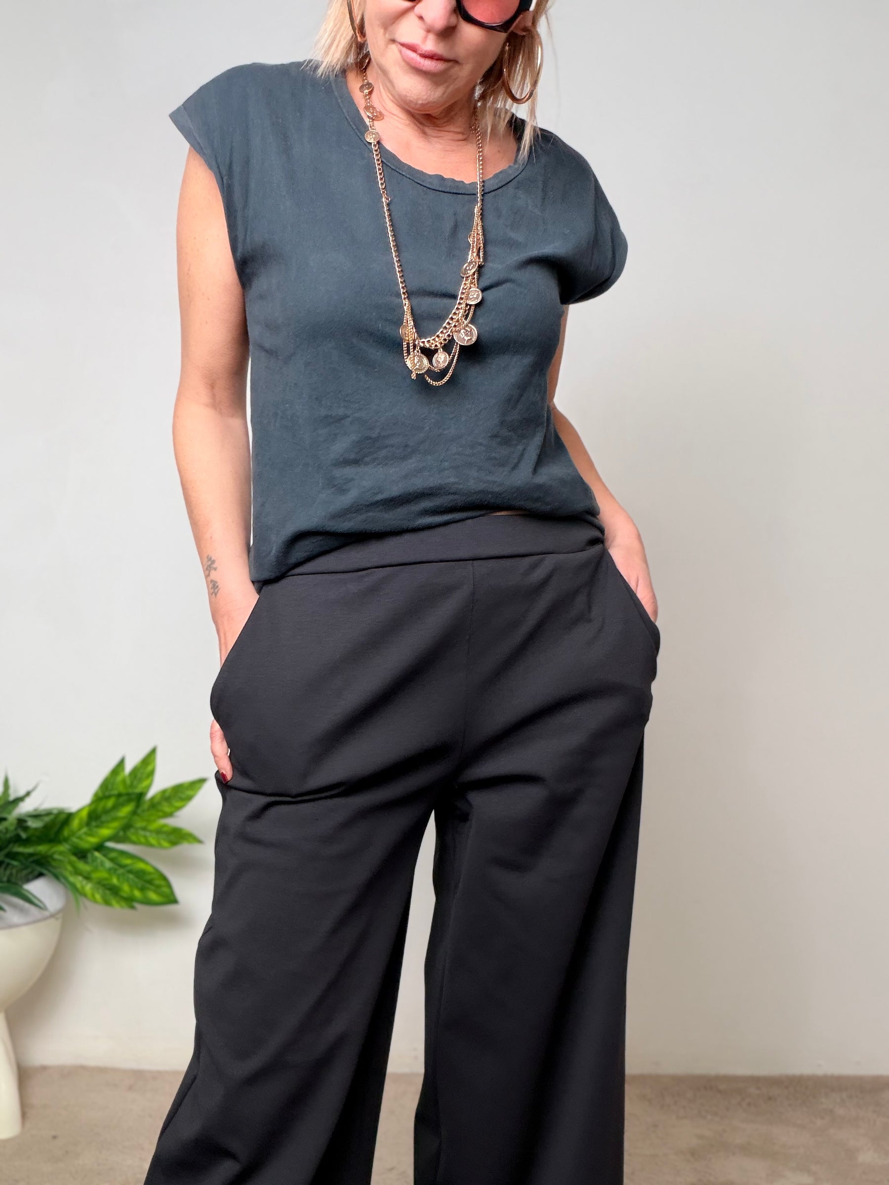 Pantalone in Punto Milano Wide Fit