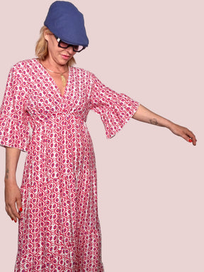 Abito Maxi Block Print – Stampa Indiana a Balze