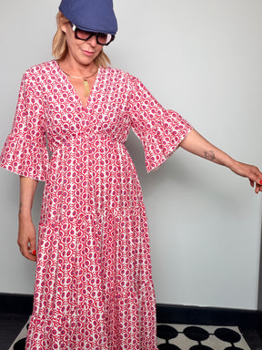 Abito Maxi Block Print – Stampa Indiana a Balze