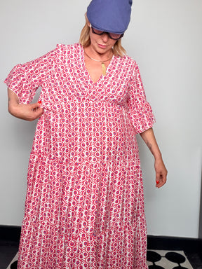 Abito Maxi Block Print – Stampa Indiana a Balze