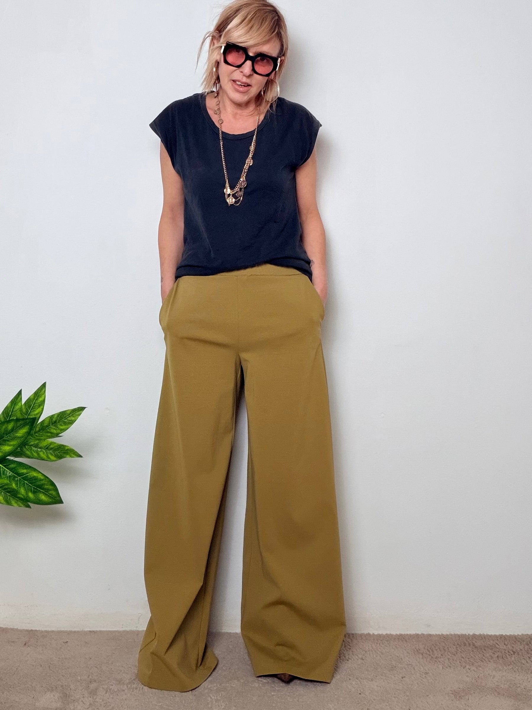 Pantalone in Punto Milano Wide Fit