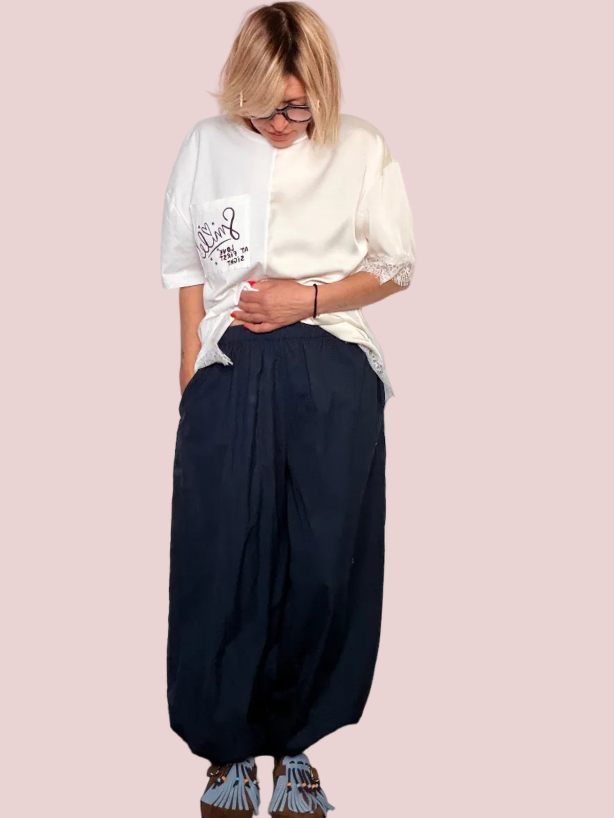 Pantalone Harem Balloon in Cotone – Vita Elastica e Laccetto