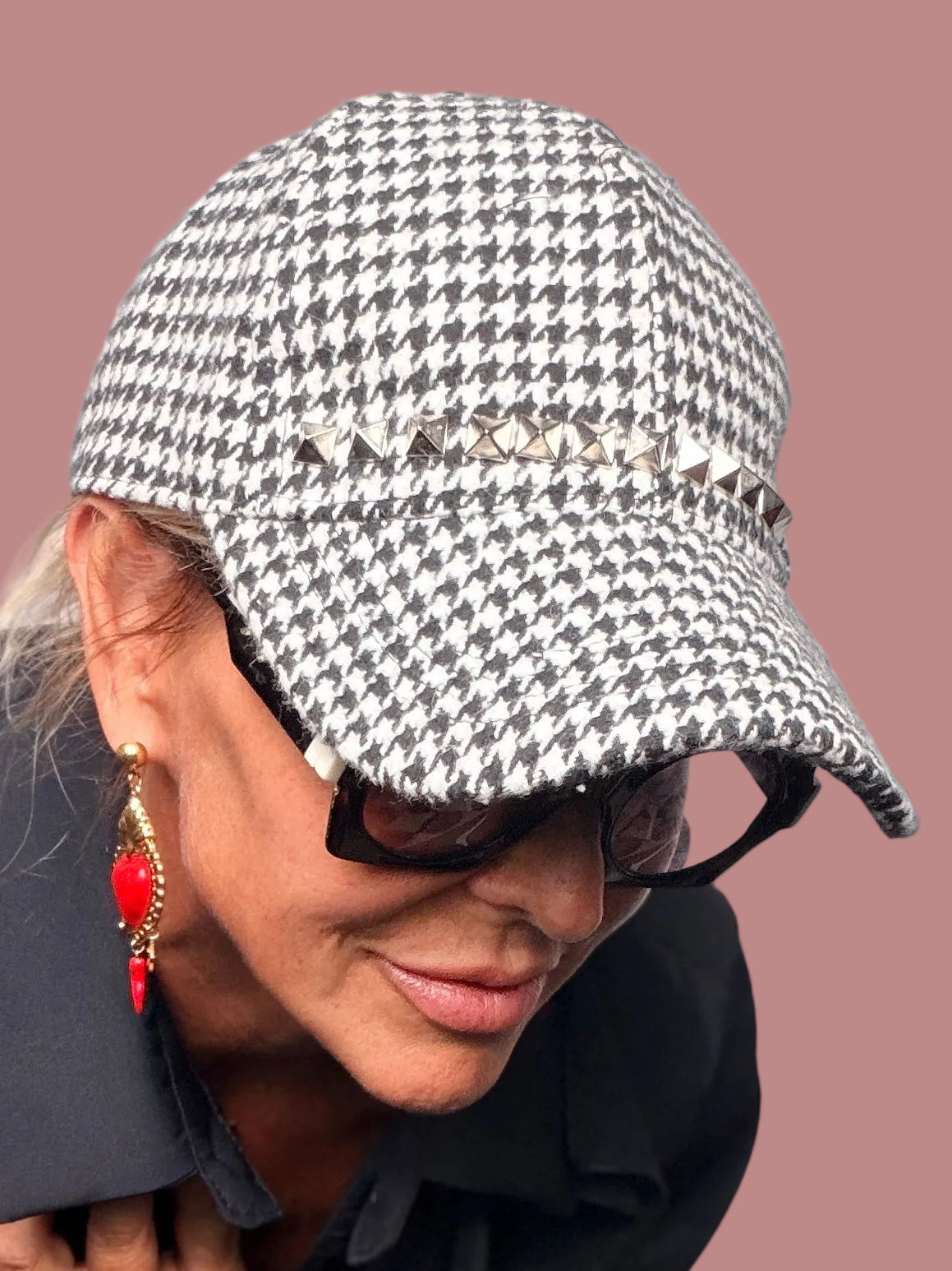Cappellino Pied-de-Poule con Borchie