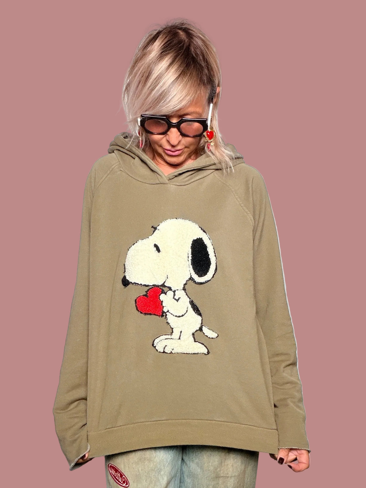 Felpa Garzata con Cappuccio e Patch Bouclé — Souvenir