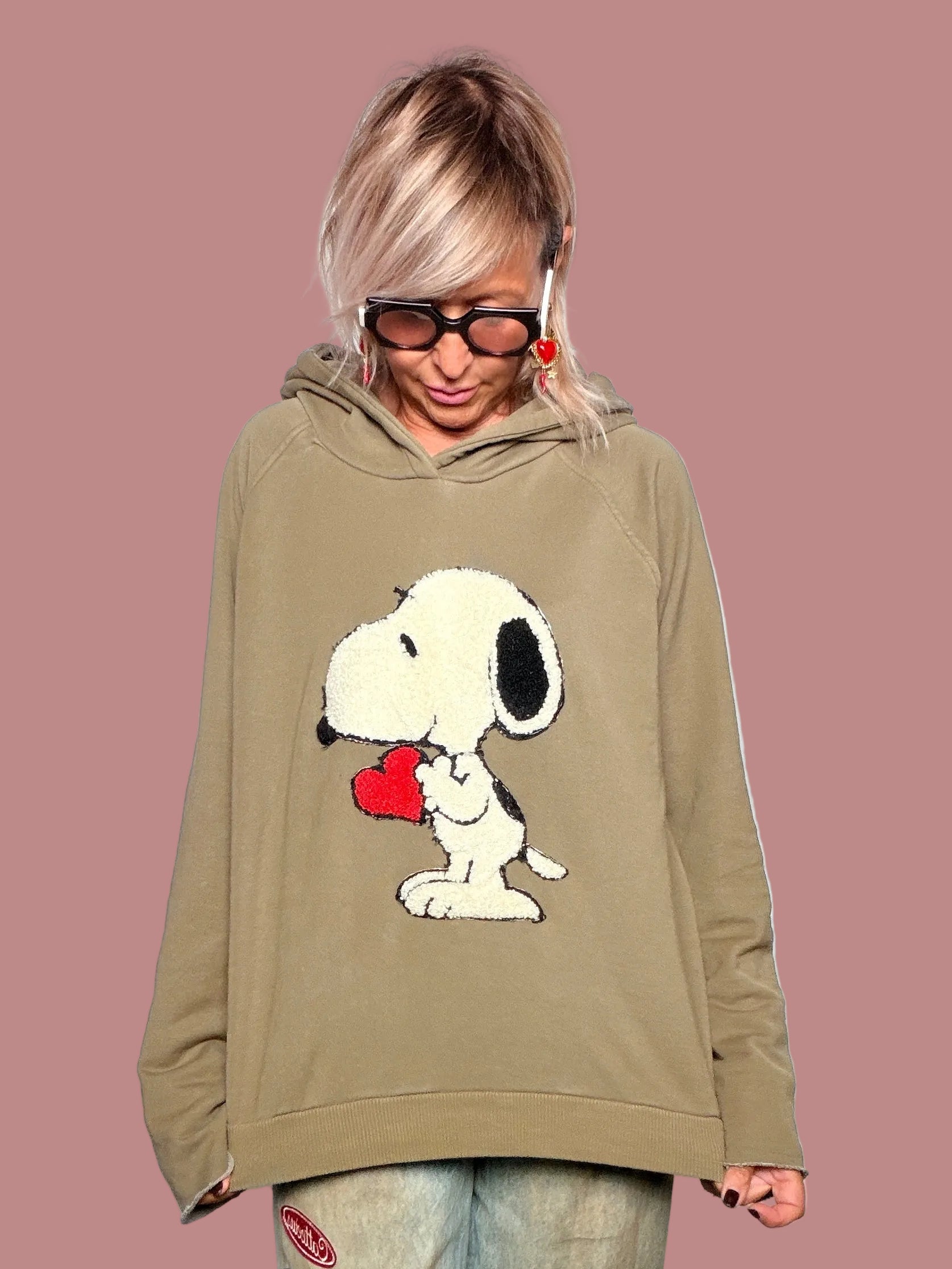 Felpa Garzata con Cappuccio e Patch Bouclé — Souvenir
