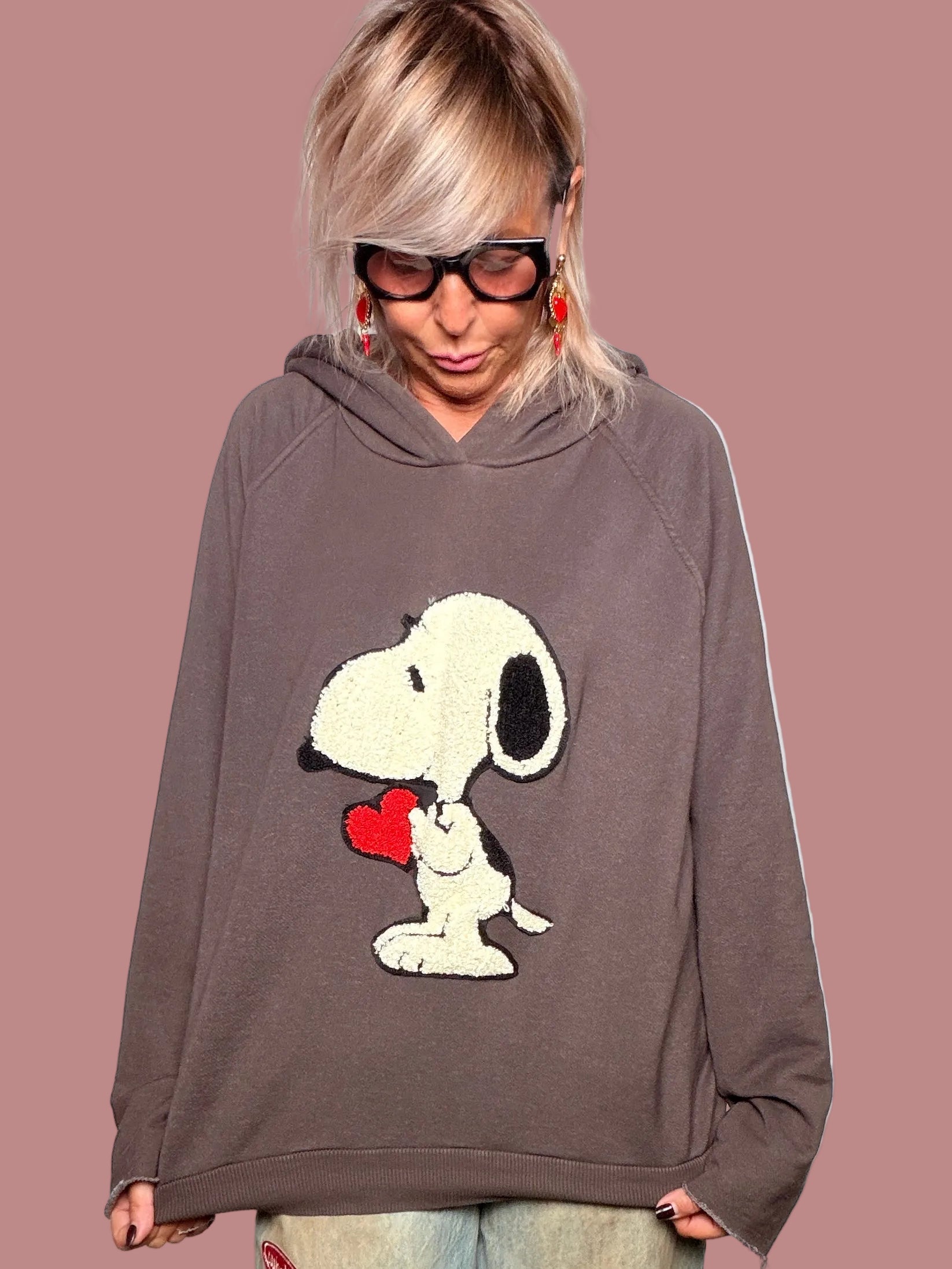 Felpa Garzata con Cappuccio e Patch Bouclé — Souvenir
