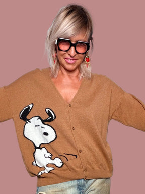 Cardigan con Scollo a V e Intarsio — Souvenir