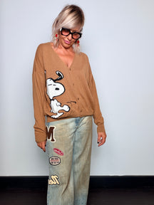 Cardigan con Scollo a V e Intarsio — Souvenir