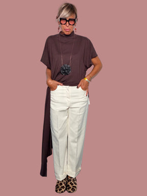 Jeans Dritto con Risvolto
