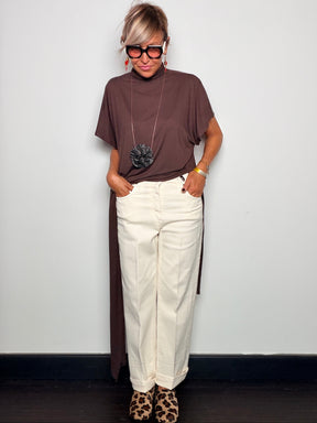 Jeans Dritto con Risvolto