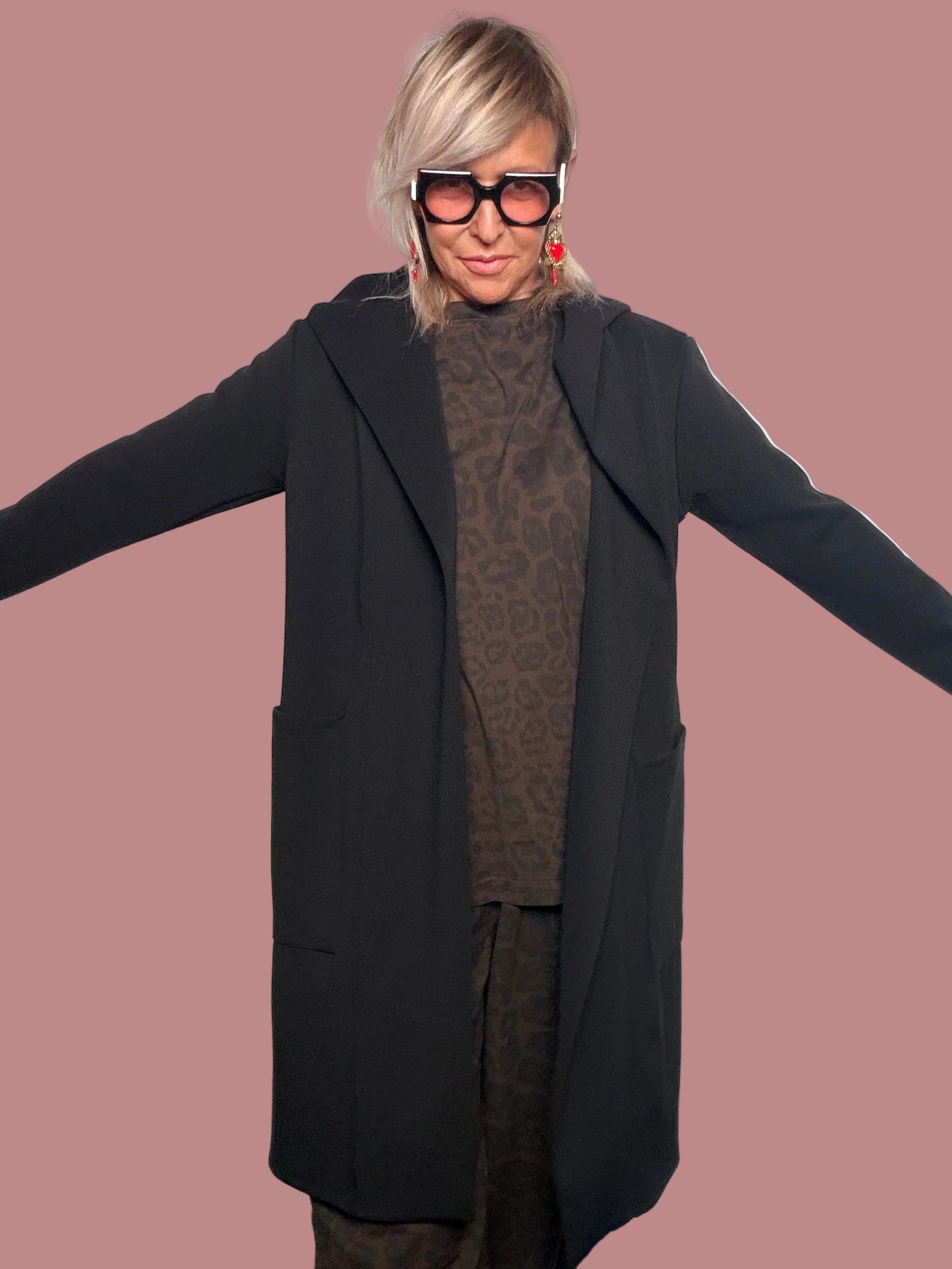 Cardigan Punto Milano Cappuccio Sciallato - vista frontale