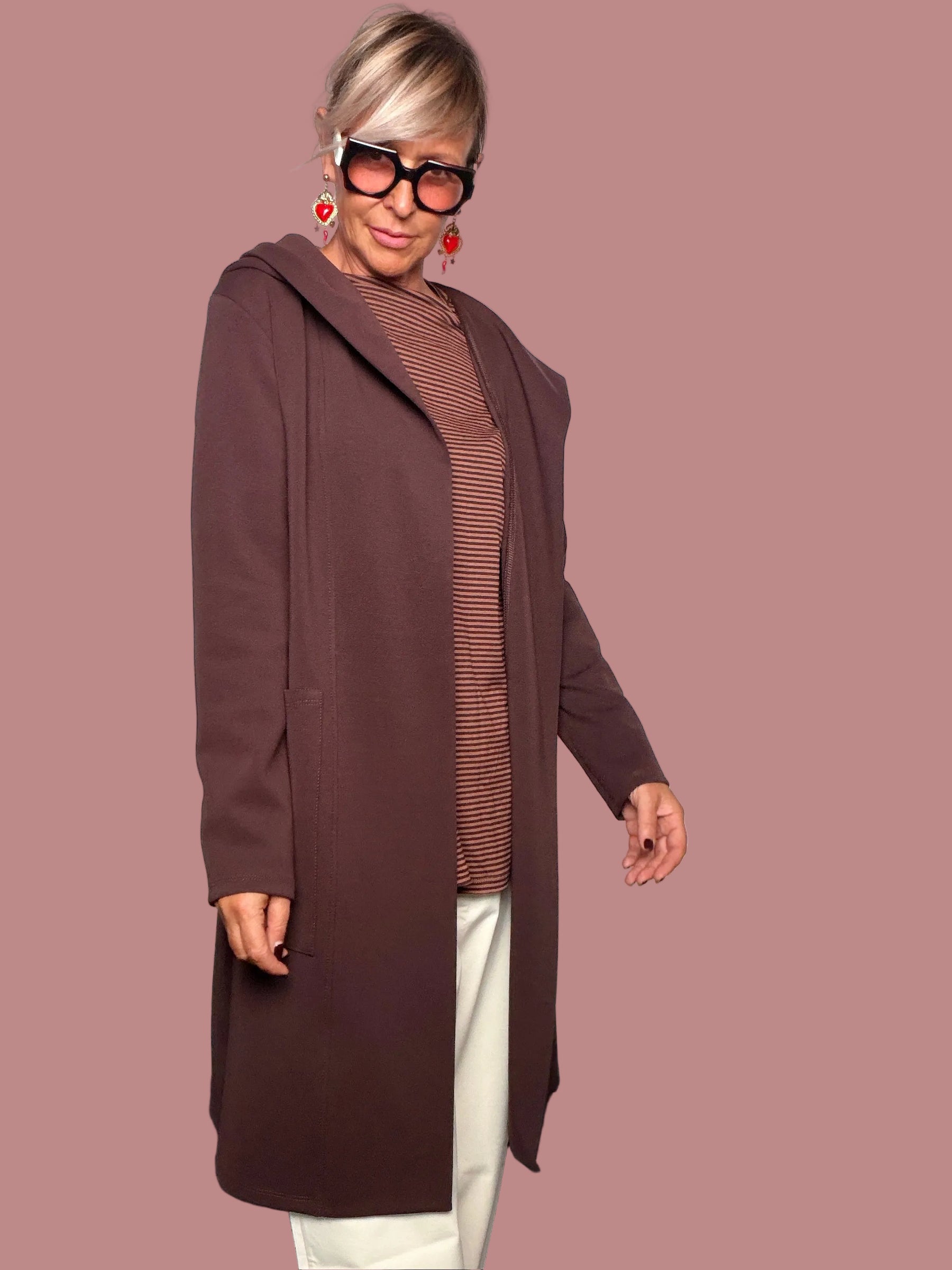 Cardigan Punto Milano Cappuccio Sciallato