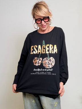 T-shirt over con stampa ironica e dettaglio animalier