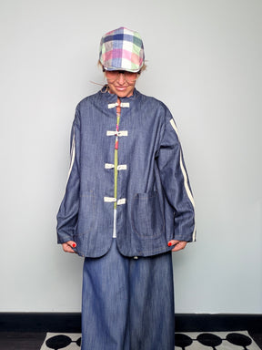 Giacca in Chambray con Alamari e Bande