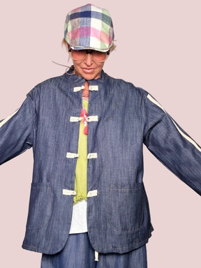 Giacca in Chambray con Alamari e Bande