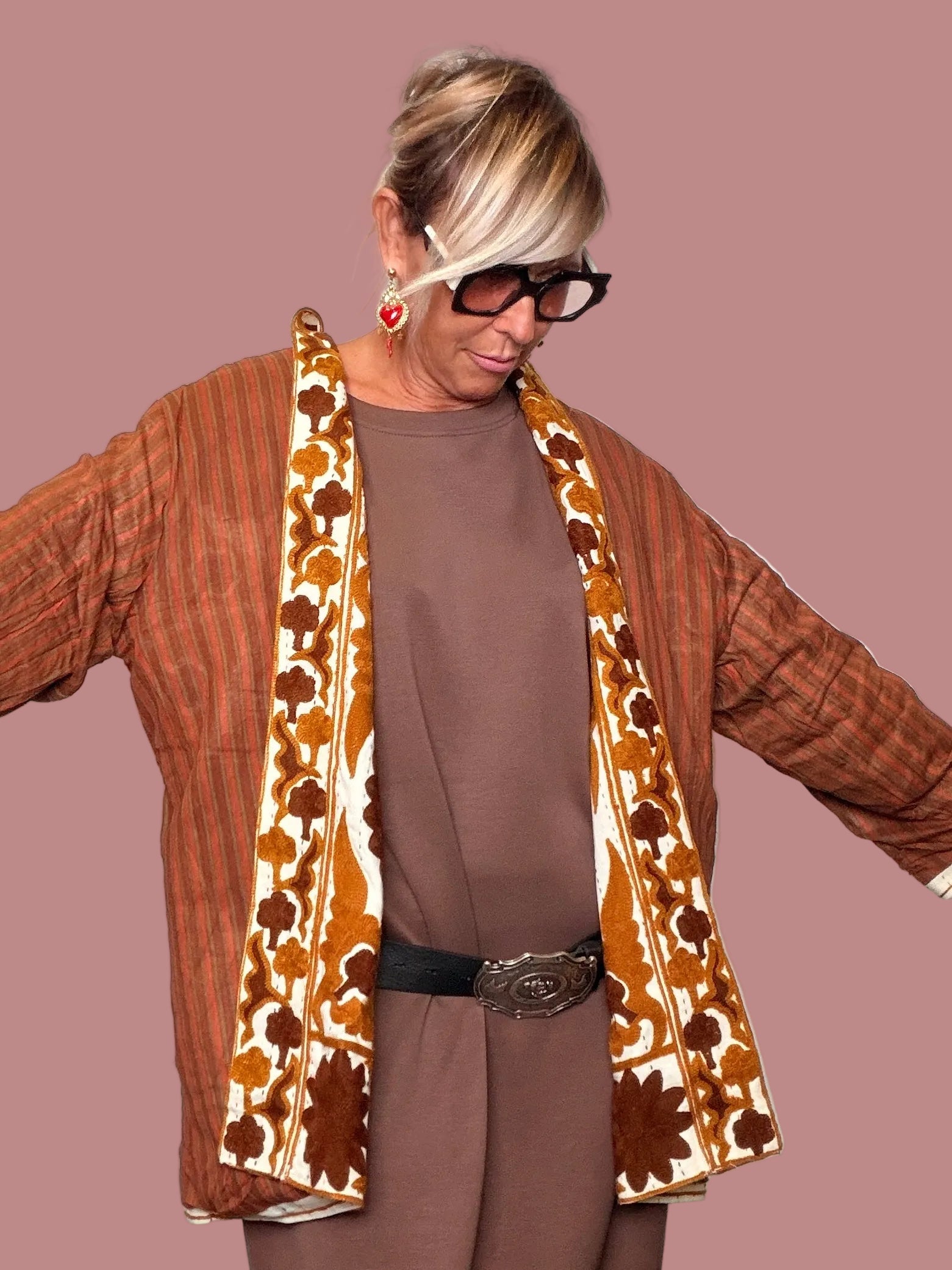 Giacca Kimono Reversibile Suzani Trapuntata