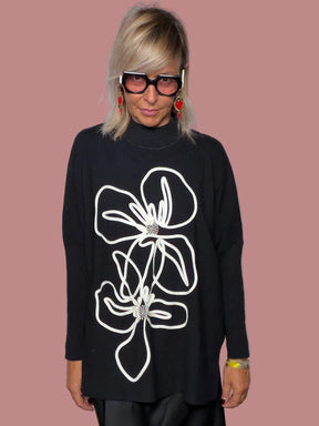 Maglione Oversize Floreale Outline