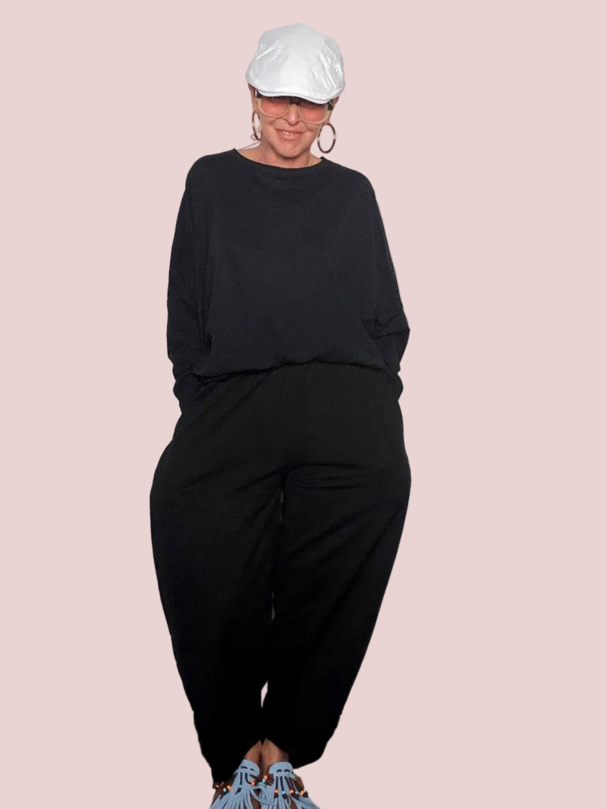 Pantalone Ovetto in Felpa Leggera Cotone Tinto in Capo