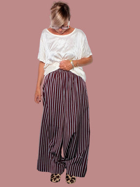 Pantalone Palazzo Wide Leg Gessato Righe