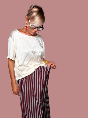 Pantalone Palazzo Wide Leg Gessato Righe