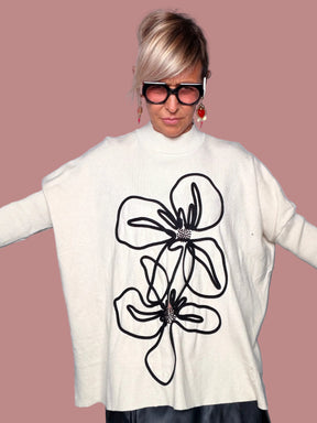 Maglione Oversize Floreale Outline