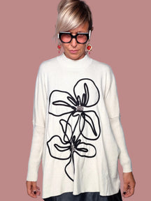 Maglione Oversize Floreale Outline