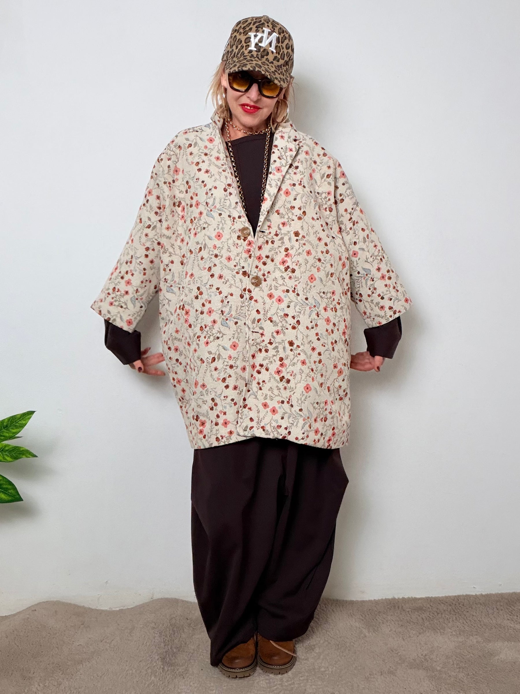 Giacca Over jacquard Fantasia Floreale