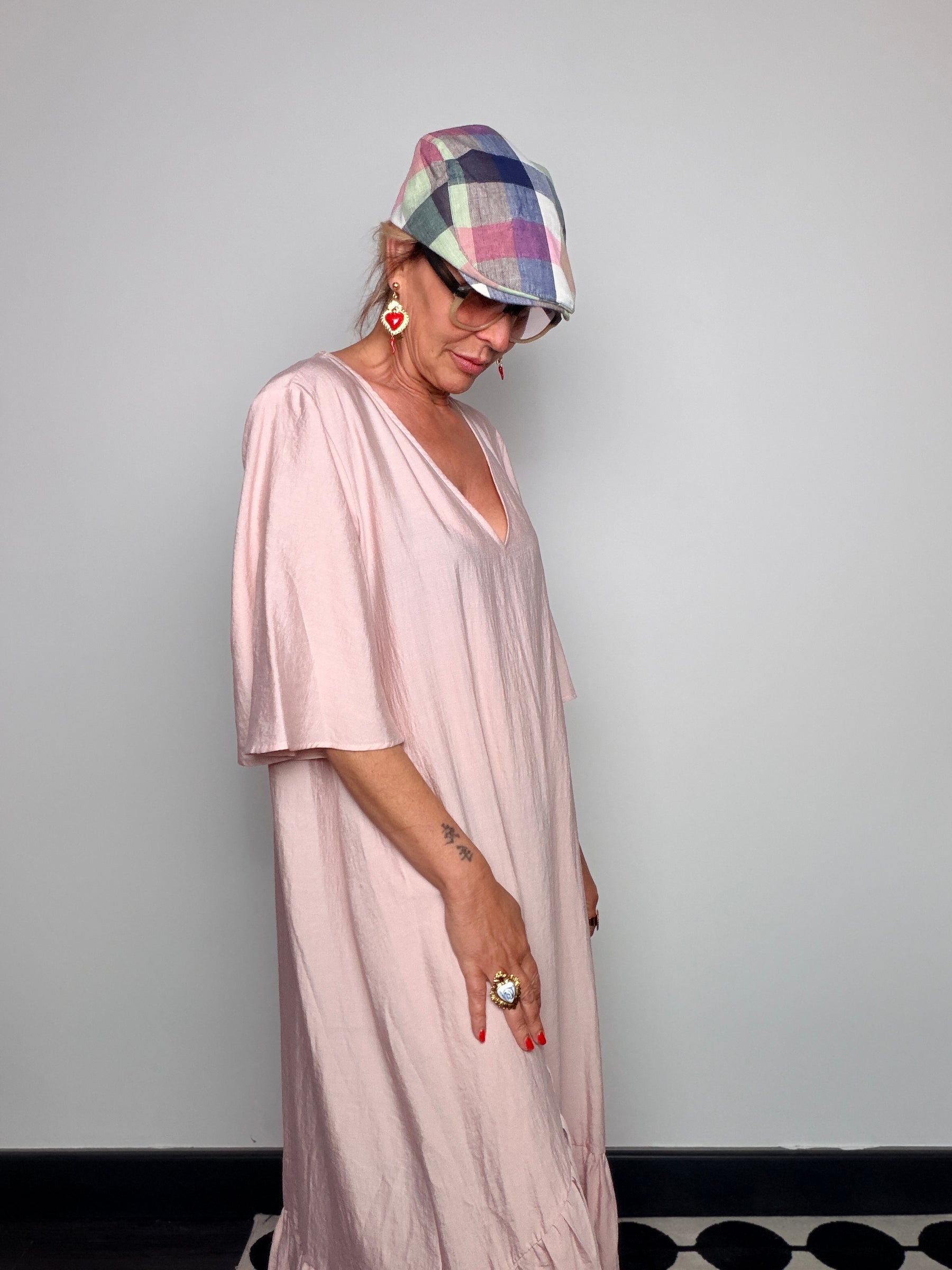 Abito Maxi in Viscosa con Balza Asimmetrica