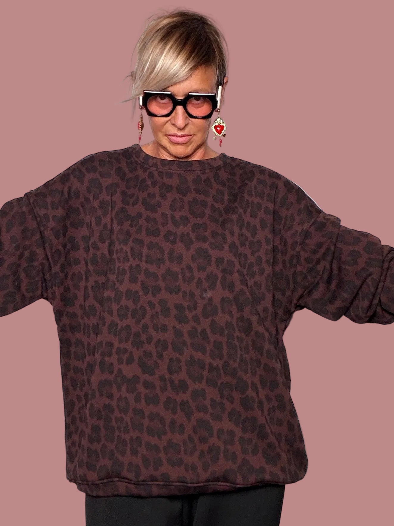 Felpa Leopardata Oversize