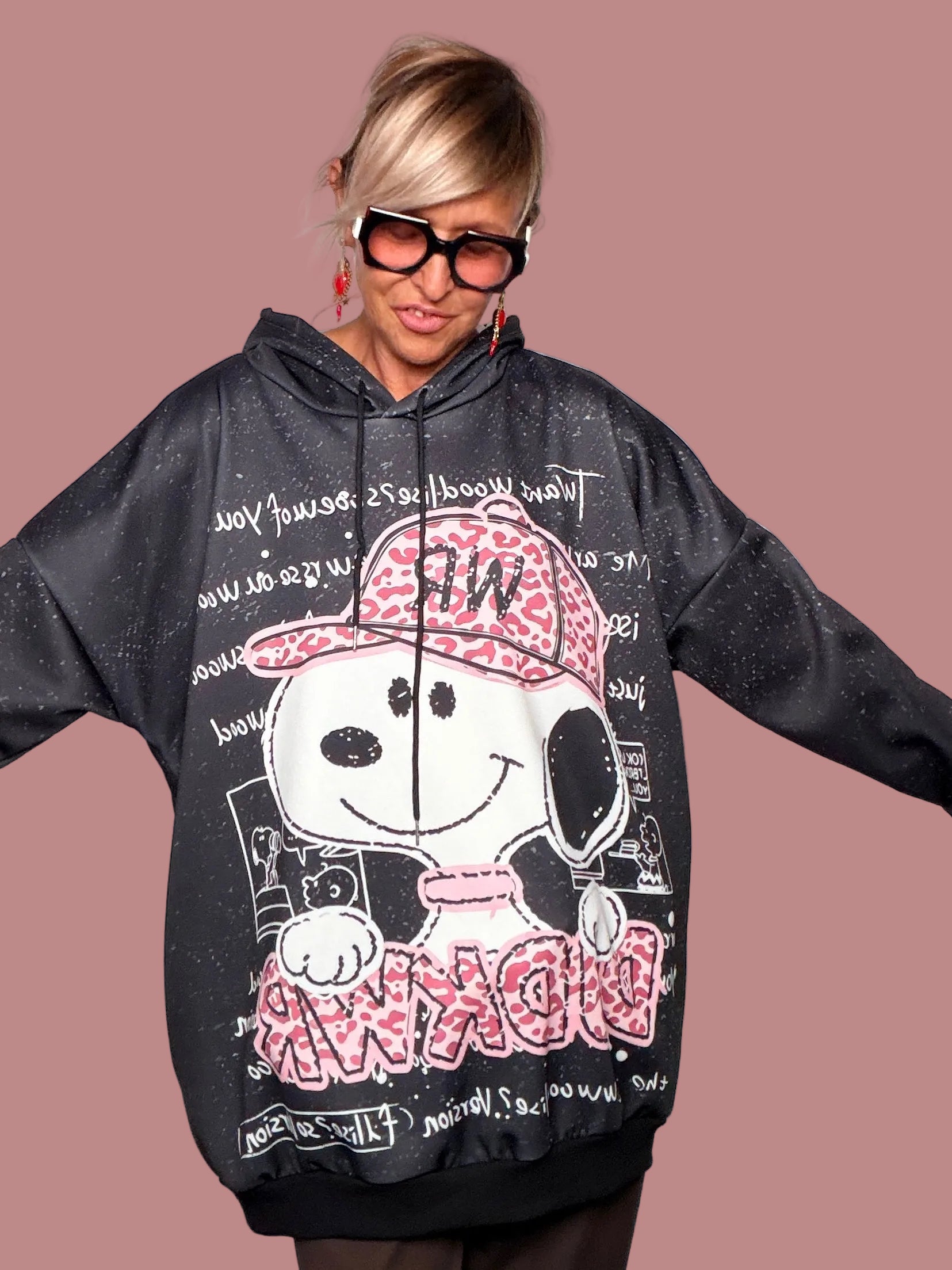 Hoodie Oversize "DOGWINK" Stampa Grafica Pop Art