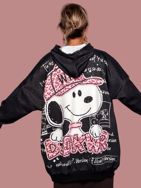 Hoodie Oversize "DOGWINK" Stampa Grafica Pop Art