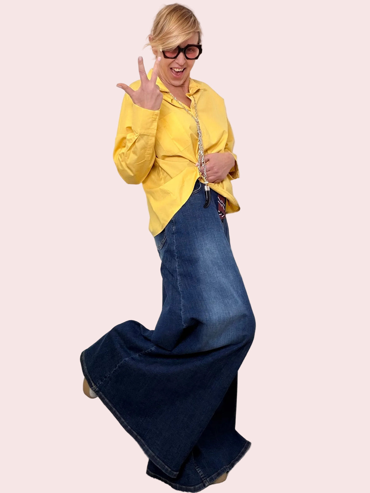 Jeans Over Fit con Cravatta Cintura