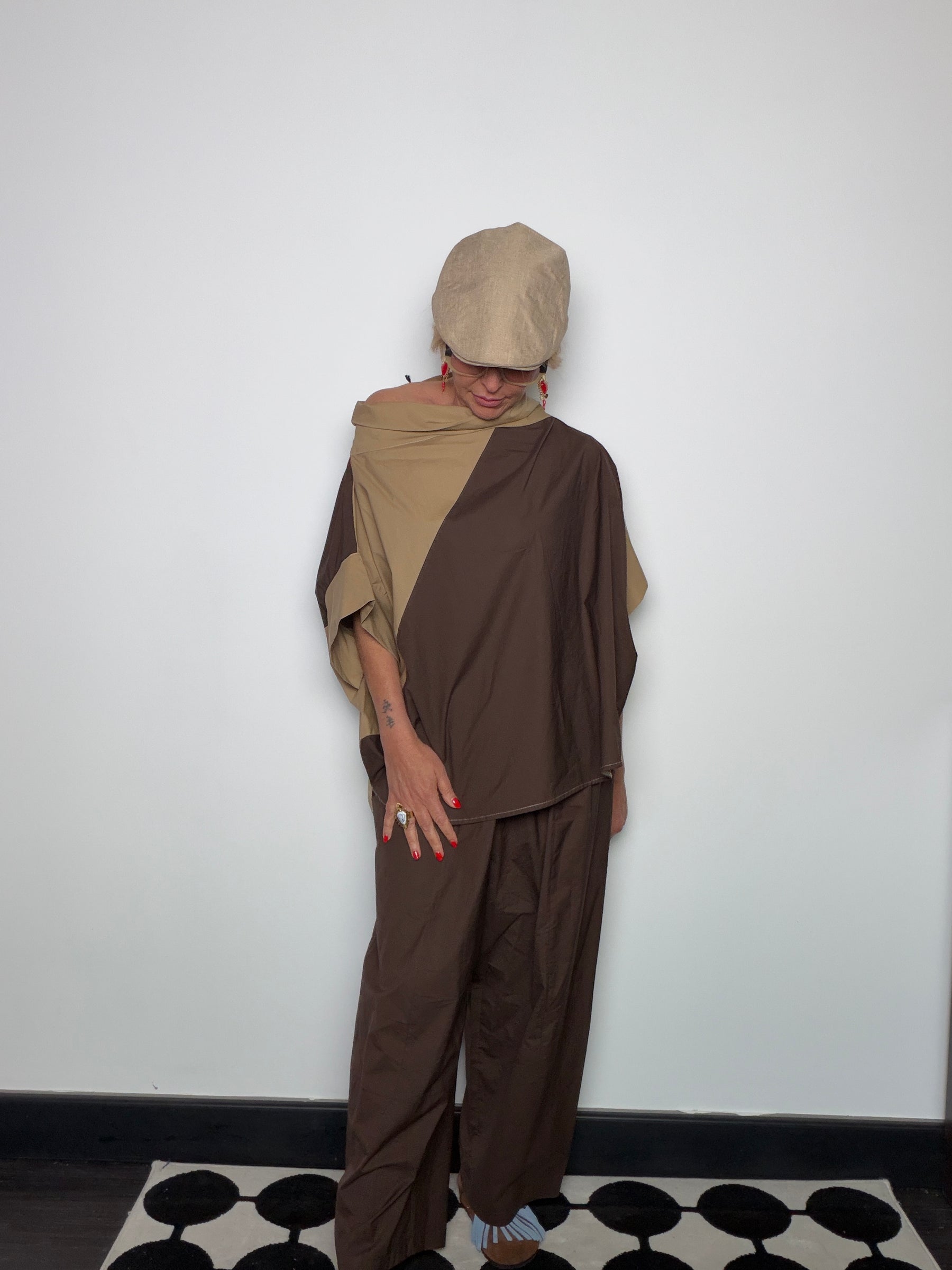 Top Oversize in Cotone Color Bicolor