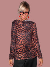 Maglia Leopardata Stretch Scollo Drappeggiato