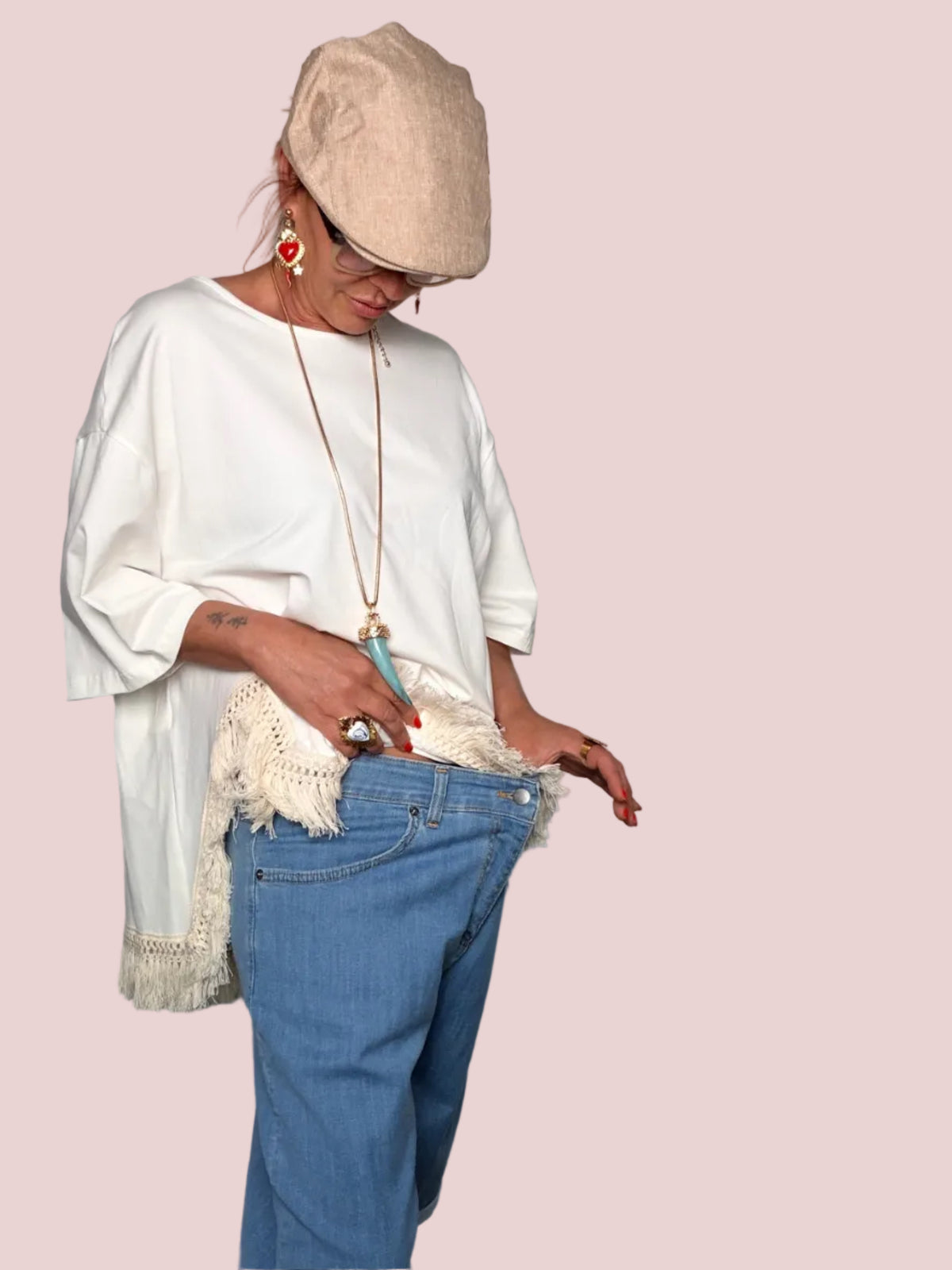 Bermuda Jeans Vita Regolare Elasticizzata Lavaggio Chiaro
