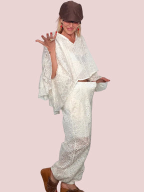 Pantalone Odalisca in Tencel Sangallo Broderie Anglaise