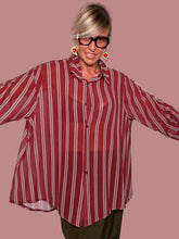 Camicia Over a Righe Multicolor con Manica Smock – Bordeaux