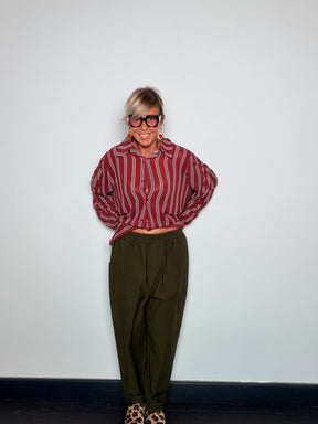Pantalone in Bengalina Balloon – Verde Militare