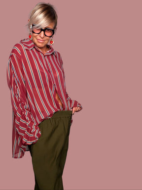 Pantalone in Bengalina Balloon – Verde Militare