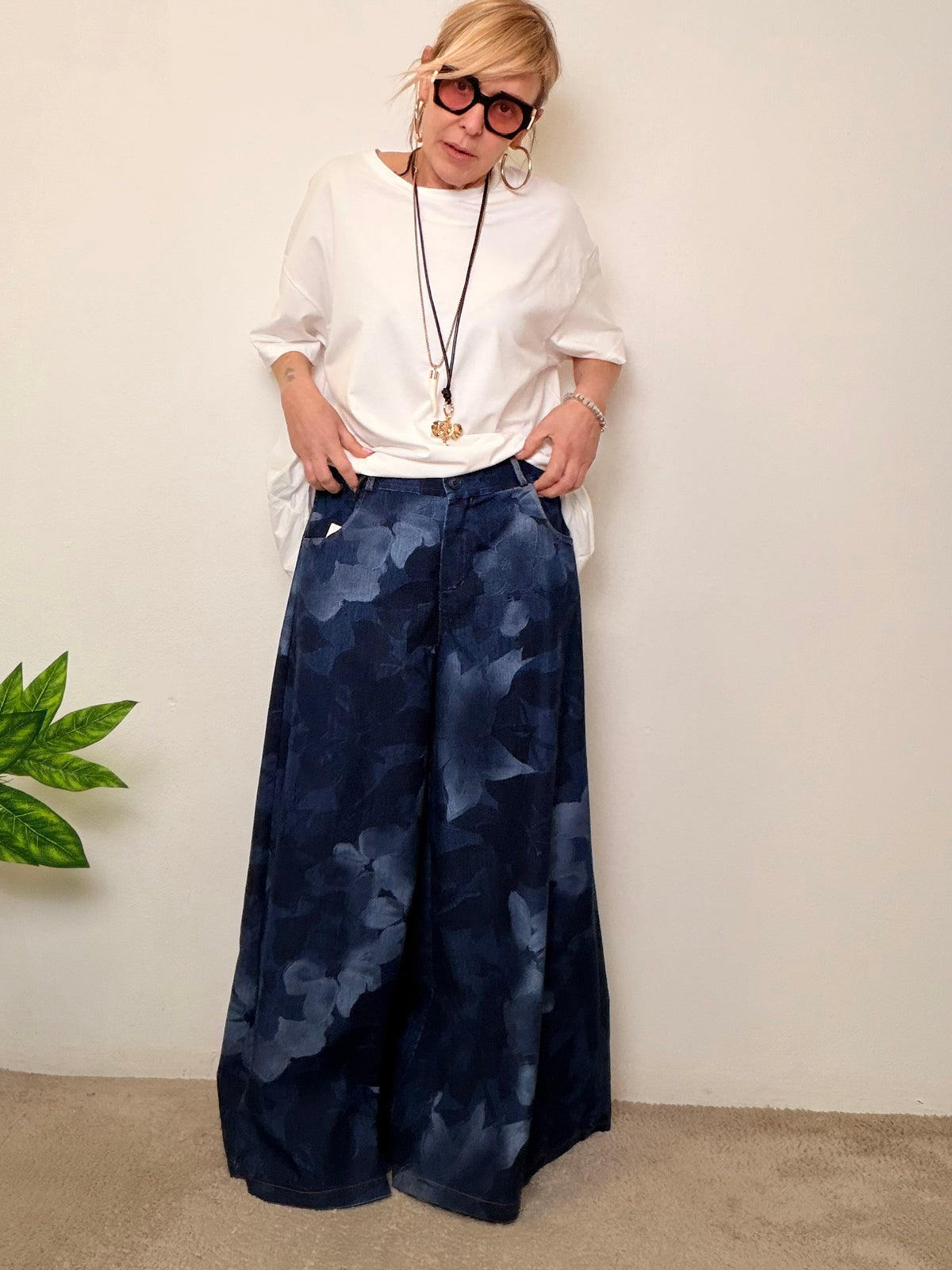 Pantalone Over Effetto Denim – Ampio, Chic e Super Fashion