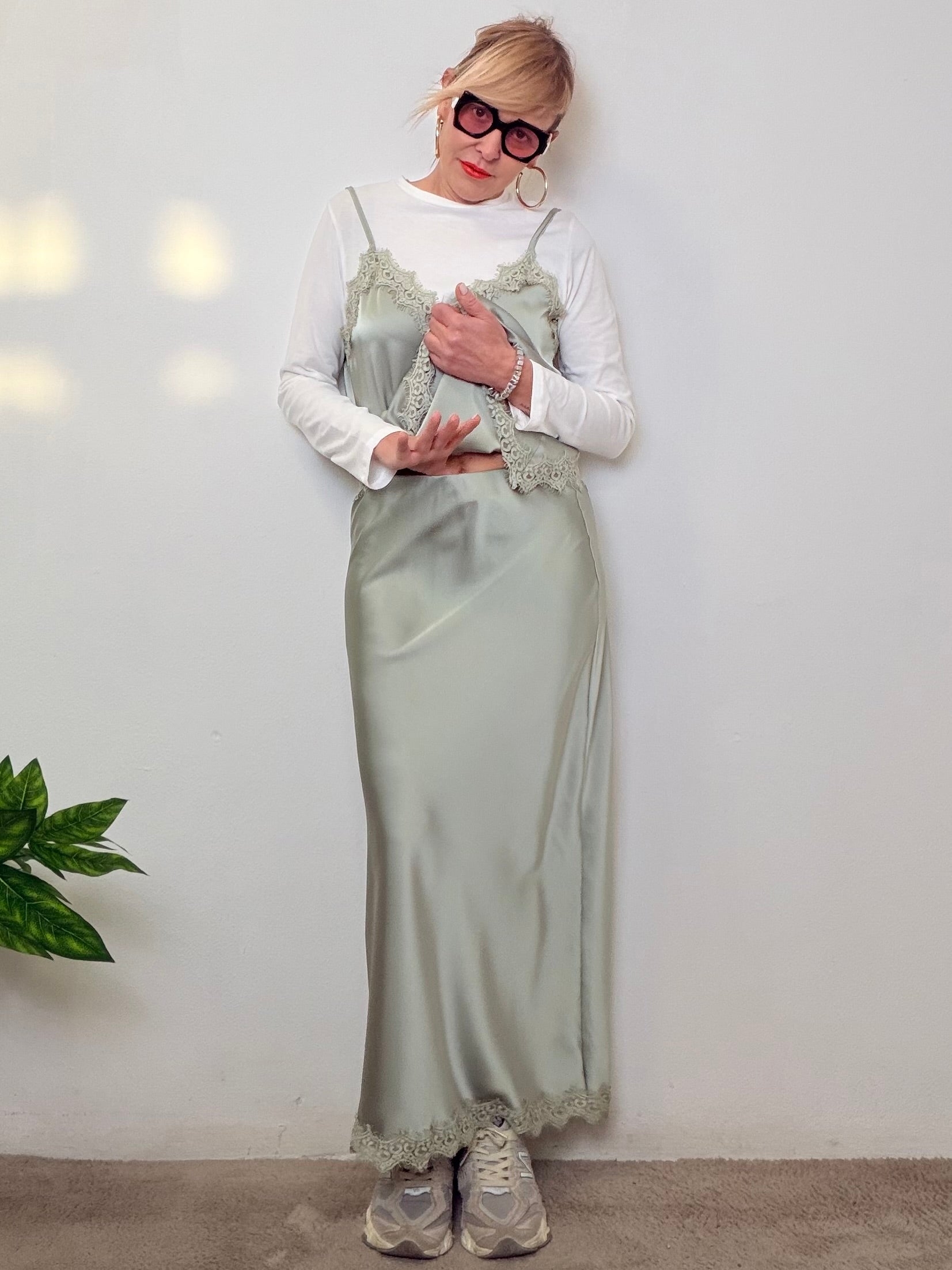 Gonna Lunga Satin con Pizzo “Lingerie Chic”