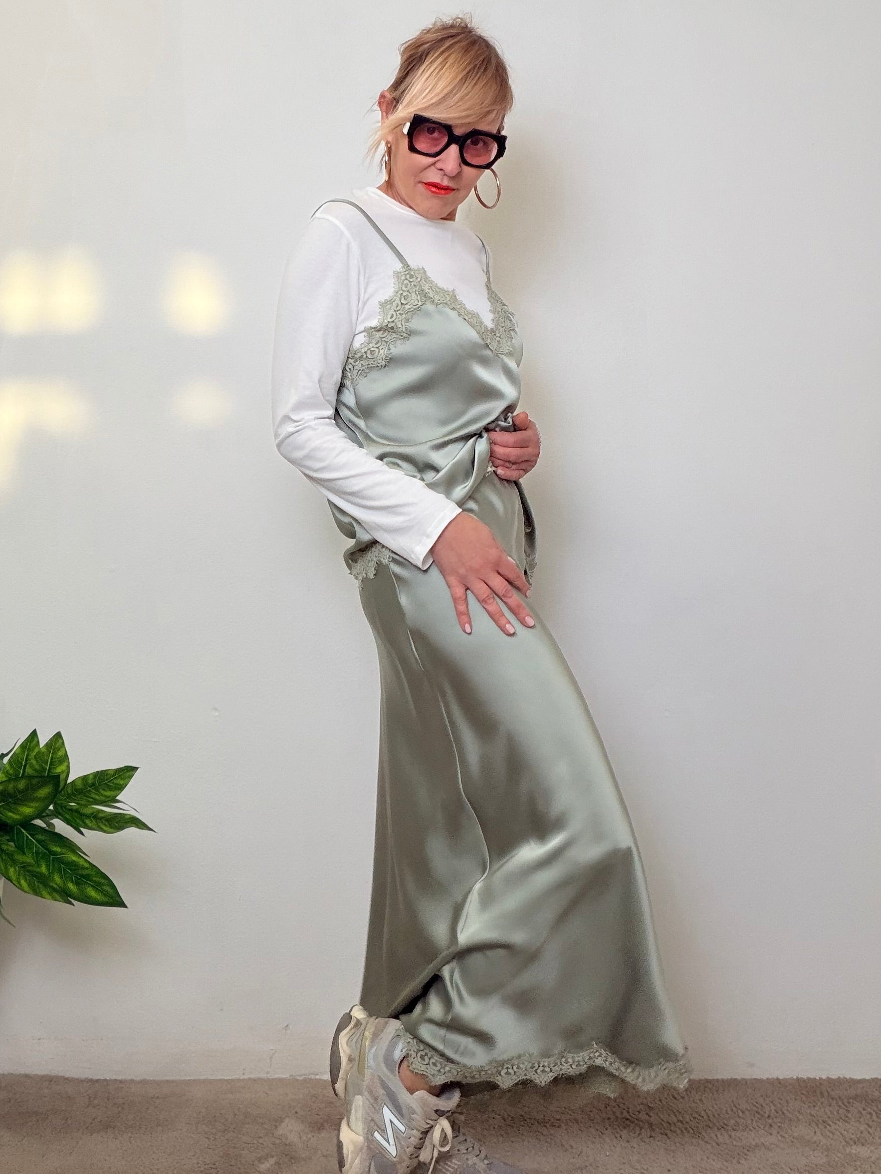 Gonna Lunga Satin con Pizzo “Lingerie Chic”