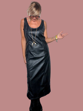 Abito Tubino Maxi in Ecopelle Over – Nero