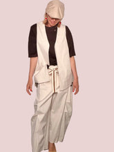 Pantalone Cargo in Cotone con Bande Laterali a Righe e Laccetto in Vita