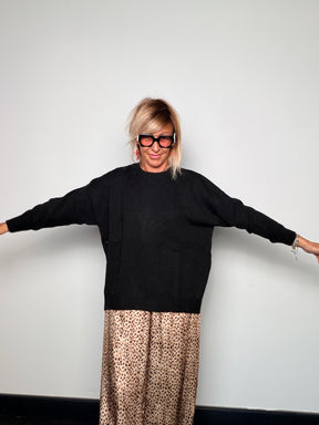 Maglione Over con Maniche a Pipistrello e Spacchi