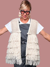Gilet écru con frange